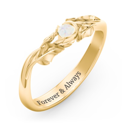 Solitaire Leaf Band Ring