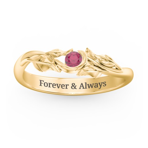Solitaire Leaf Band Ring