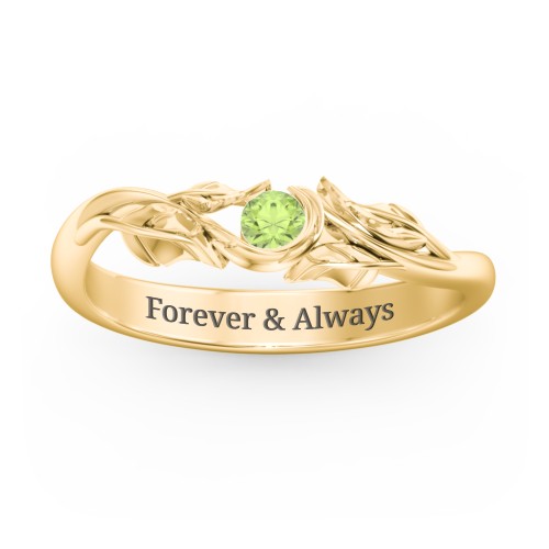 Solitaire Leaf Band Ring