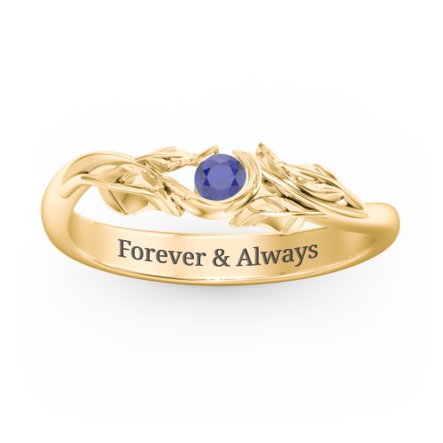 Solitaire Leaf Band Ring