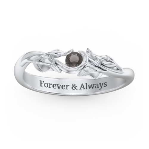 Solitaire Leaf Band Ring