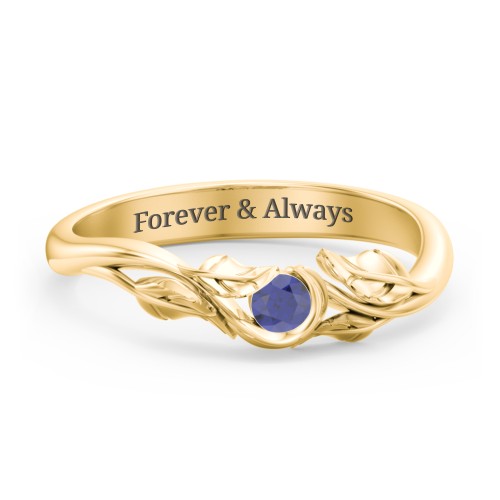 Solitaire Leaf Band Ring