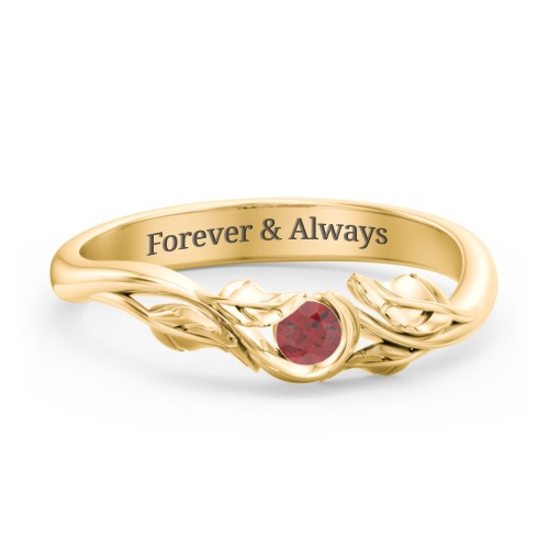 Solitaire Leaf Band Ring