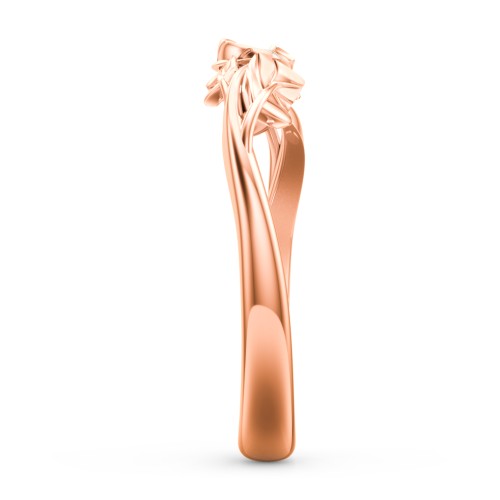 Solitaire Leaf Band Ring – 10K Rose Gold with Cubic Zirconia