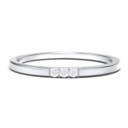 Minimalist Band with Micro-Pavé Stones in 10K Solid White Gold with White Premium Zirconia