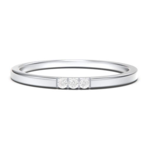 Minimalist Band with Micro-Pavé Stones – 10K White Gold with White Premium Zirconia