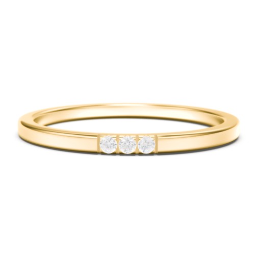Minimalist Band with Micro-Pavé Stones – 10K Yellow Gold with Diamond