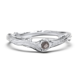 Organic Twig Textured Band with Gemstone