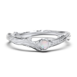 Organic Twig Textured Band with Gemstone