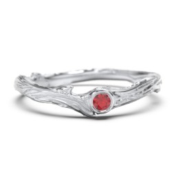 Organic Twig Textured Band with Gemstone
