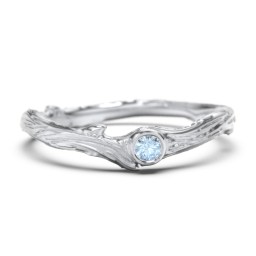 Organic Twig Textured Band with Gemstone