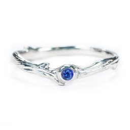 Organic Twig Textured Band with Gemstone