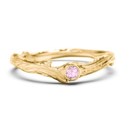 Organic Twig Textured Band with Gemstone