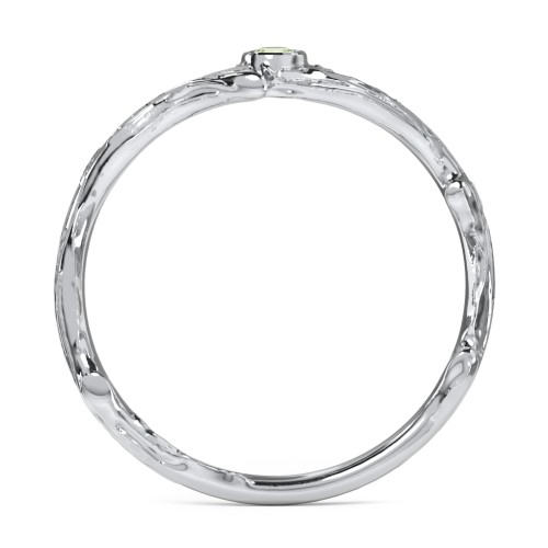Organic Twig Textured Band with Gemstone – Sterling Silver with Peridot