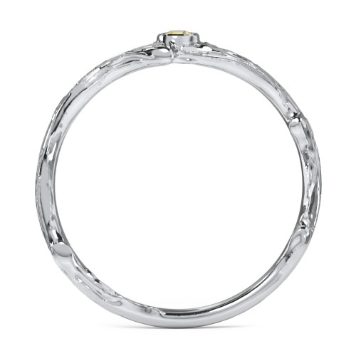 Organic Twig Textured Band with Gemstone – Sterling Silver with Citrine