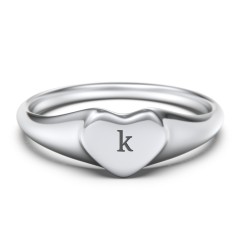 Engravable Heart Signet Ring – Sterling Silver