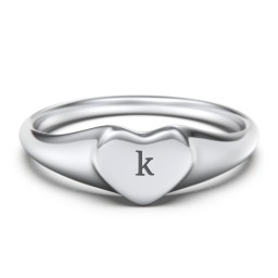 Engravable Heart Signet Ring in 925 Sterling Silver
