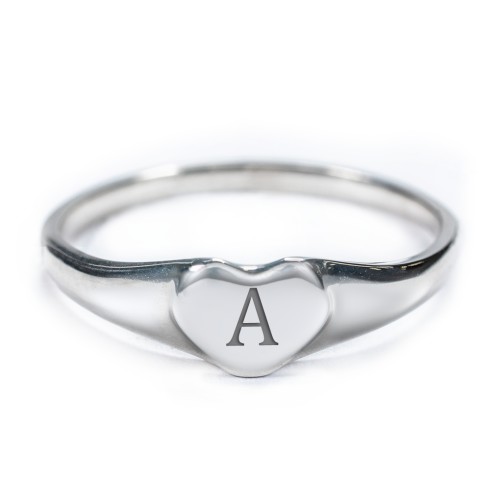 Engravable Heart Signet Ring – Sterling Silver