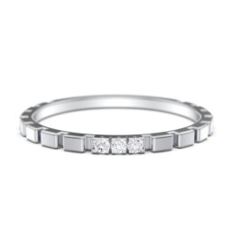 Geometric Cube Stackable Ring with Accents in 925 Sterling Silver with White Premium Zirconia