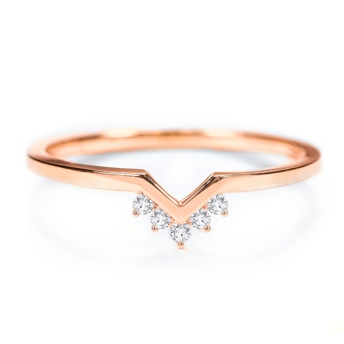 V-Shaped Stackable Ring with Accents