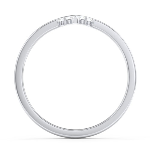 V-Shaped Stackable Ring with Accents – Sterling Silver with Diamond