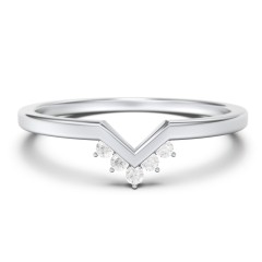 V-Shaped Stackable Ring with Accents – 10K Rose Gold with White Premium Zirconia