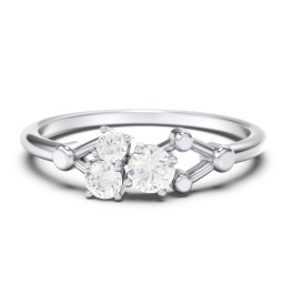 3-Stone Constellation Ring with Gemstones in 925 Sterling Silver with Diamond