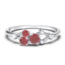 3-Stone Constellation Ring with Gemstones in 925 Sterling Silver