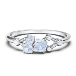3-Stone Constellation Ring with Gemstones in 925 Sterling Silver with Aquamarine