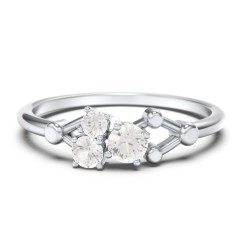 3-Stone Constellation Ring with Gemstones – Sterling Silver with Cubic Zirconia