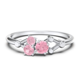 3-Stone Constellation Ring with Gemstones in 925 Sterling Silver with Pink Tourmaline