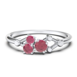 3-Stone Constellation Ring with Gemstones in 925 Sterling Silver with Ruby