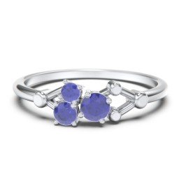 3-Stone Constellation Ring with Gemstones in 925 Sterling Silver with Blue Sapphire