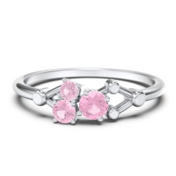 3-Stone Constellation Ring with Gemstones in 925 Sterling Silver with Pink Tourmaline