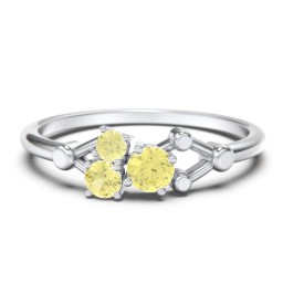 3-Stone Constellation Ring with Gemstones in 925 Sterling Silver with Citrine