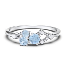 3-Stone Constellation Ring with Gemstones in 925 Sterling Silver with Blue Topaz