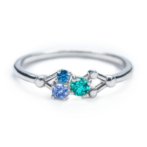 3-Stone Constellation Ring with Gemstones – Sterling Silver with Cubic Zirconia