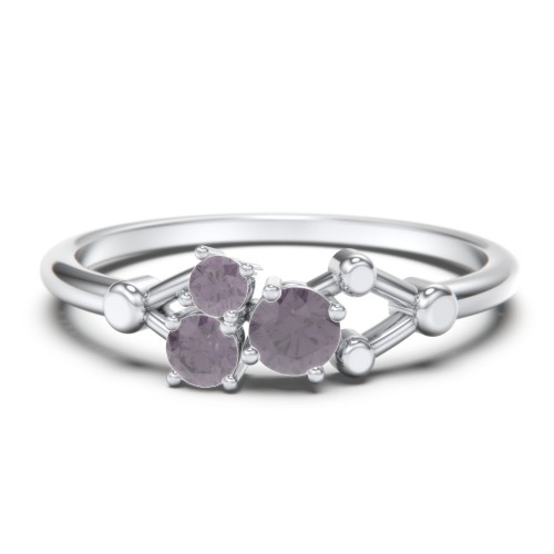 3-Stone Constellation Ring with Gemstones – Sterling Silver with Alexandrite