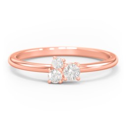 3-Stone Cluster Stackable Ring in 10K Solid Rose Gold