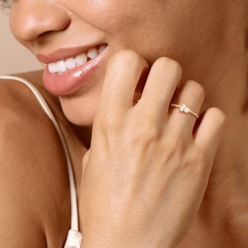 3-Stone Cluster Stackable Ring – 10K Rose Gold with Cubic Zirconia