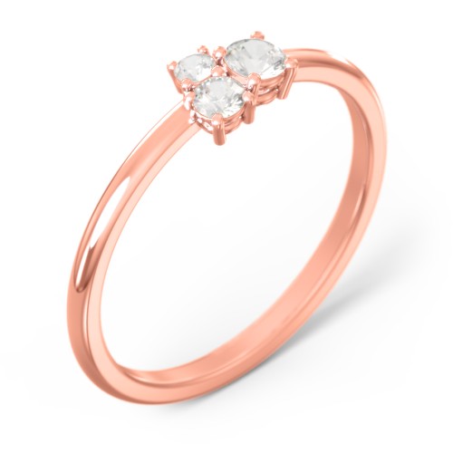 3-Stone Cluster Stackable Ring – 10K Rose Gold with Cubic Zirconia
