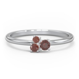3-Stone Cluster Stackable Ring in 925 Sterling Silver with Garnet