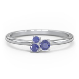 3-Stone Cluster Stackable Ring in 925 Sterling Silver with Blue Sapphire