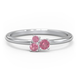 3-Stone Cluster Stackable Ring in 925 Sterling Silver with Pink Tourmaline