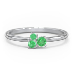 3-Stone Cluster Stackable Ring in 925 Sterling Silver with Emerald