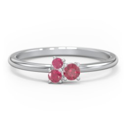 3-Stone Cluster Stackable Ring in 925 Sterling Silver with Ruby