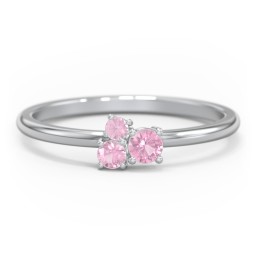 3-Stone Cluster Stackable Ring in 925 Sterling Silver with Pink Tourmaline