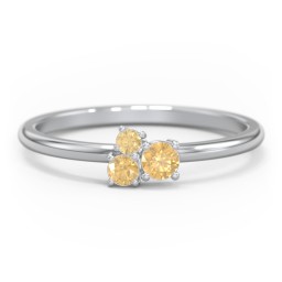 3-Stone Cluster Stackable Ring in 925 Sterling Silver with Citrine