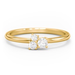 3-Stone Cluster Stackable Ring in 10K Solid Yellow Gold with Diamond