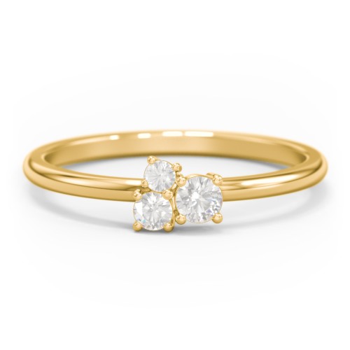 3-Stone Cluster Stackable Ring – 10K Yellow Gold with Cubic Zirconia